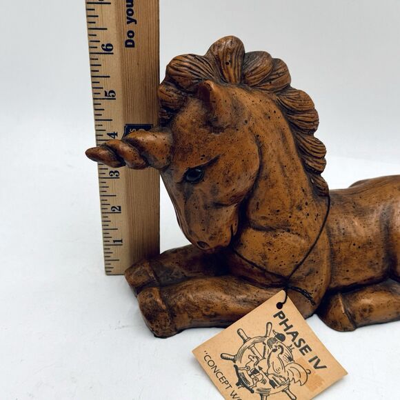 Phase IV Concept Unicorn Cast Figure Pecan Shell Wood Resin VTG High Point NC - Picture 9 of 9